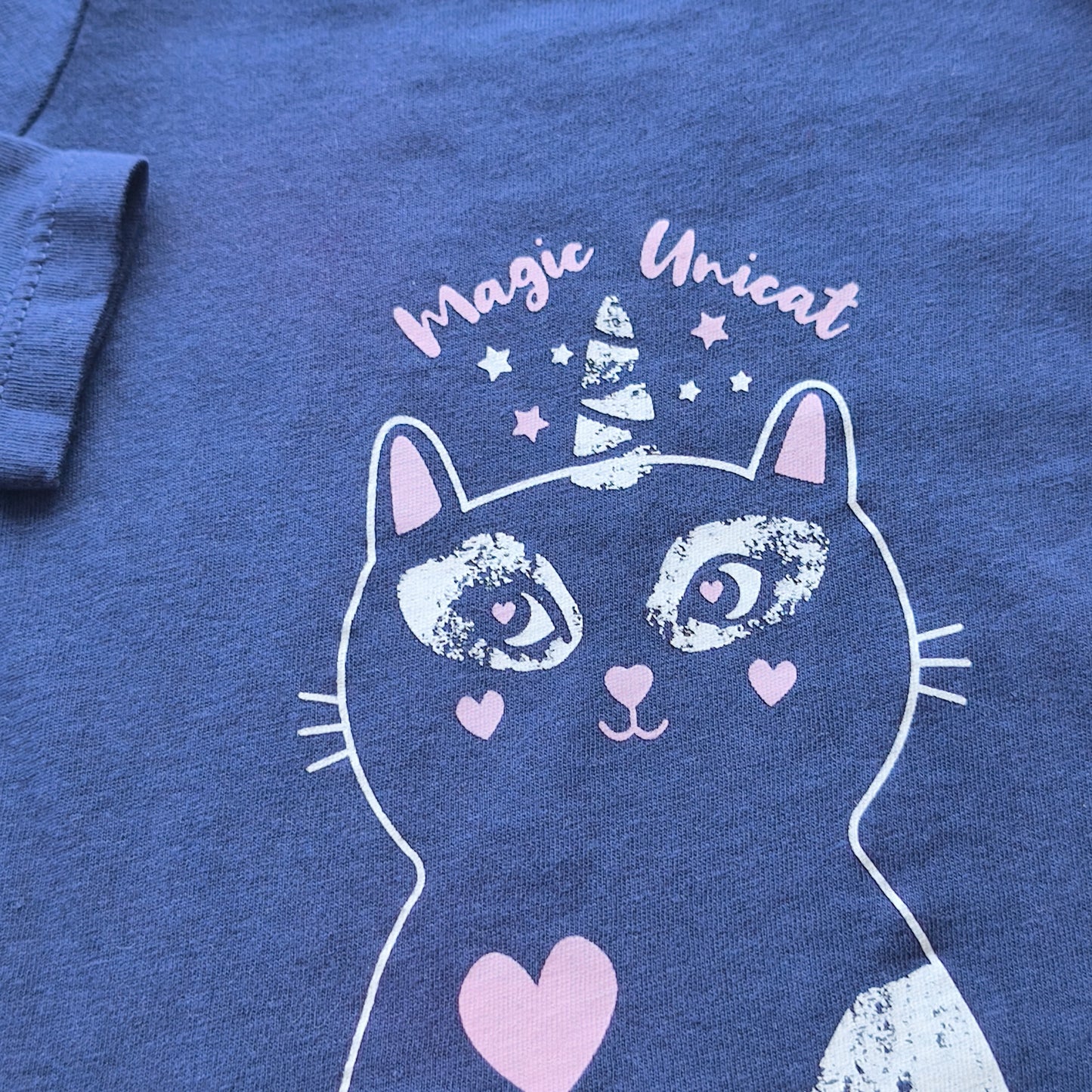 Camisola Inextenso Azul-Escuro "Magic Unicat" com Gatinho – 62 cm (1-3 Meses)