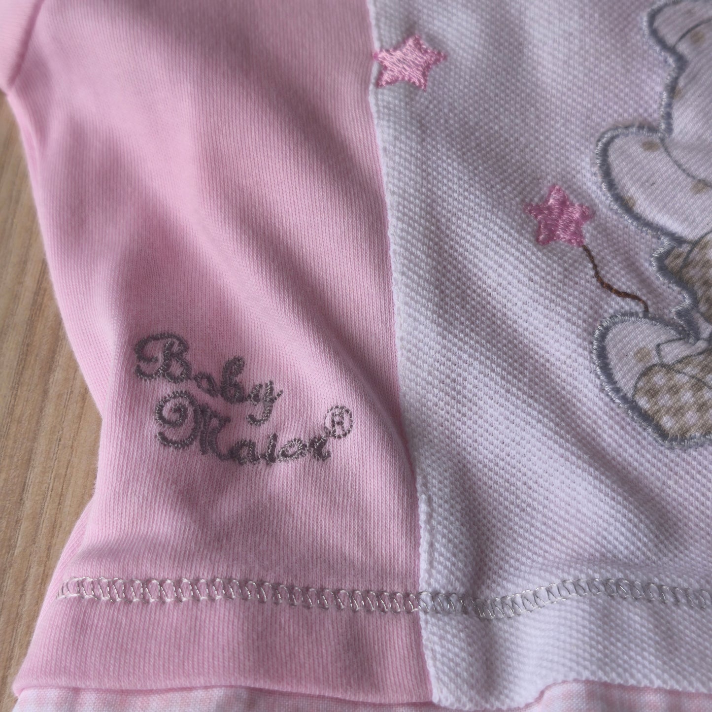 Conjunto de Bebé 100% Algodão (2 Peças) – Rosa e Branco com Ursinho