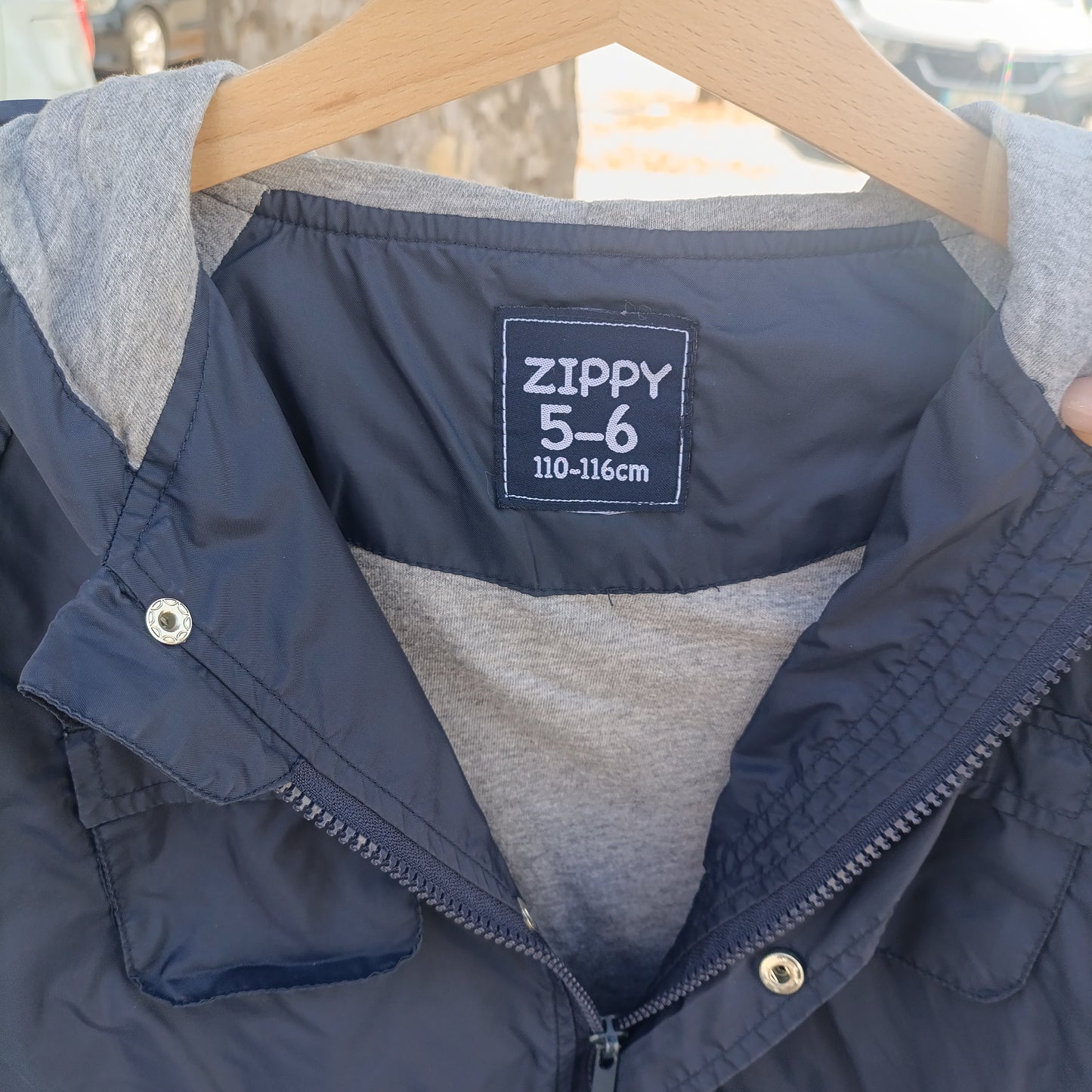Casaco Blusão Corta-Vento Zippy Azul-Escuro com Capuz 5-6 anos