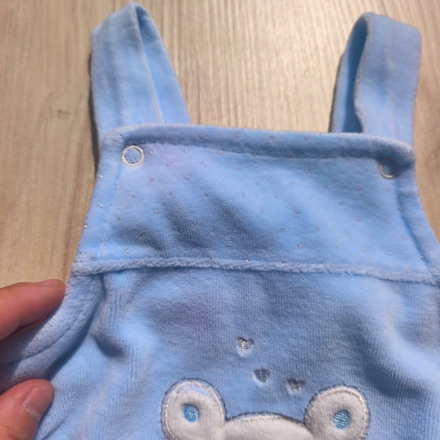 Conjunto de 2 Jardineiras / Fofos de Veludo com Pés – Azul Claro