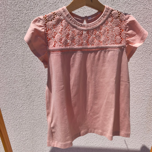 T-shirt Mayoral Rosa com Detalhe em Renda