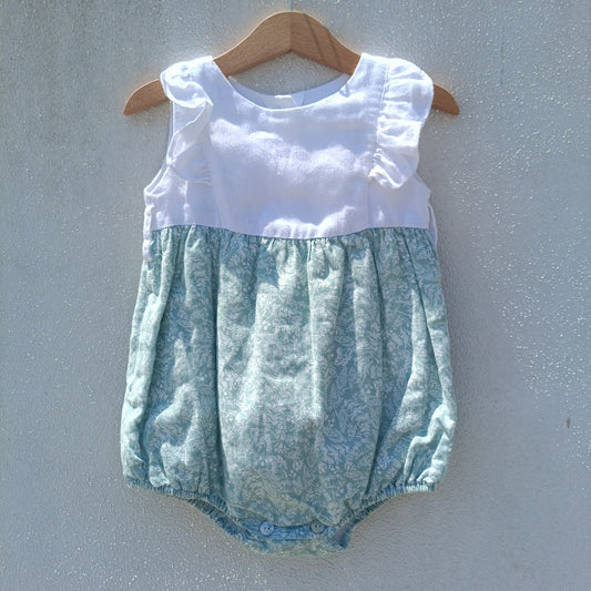 Fofo Tradicional Pukatuka Branco e Verde-Água Floral – 2 Anos (2A)