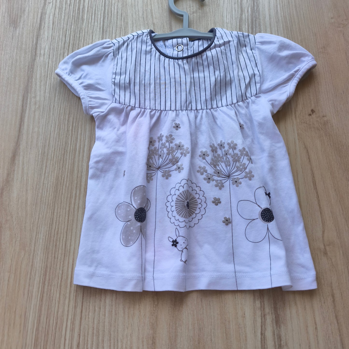 Vestido / Túnica Rosa-Claro com Bordado de Flores – Tamanho [6-12 meses]