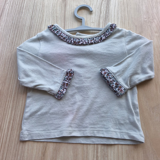 Camisola Kiabi de Manga Comprida com Detalhes Florais – 3 Meses (60 cm)