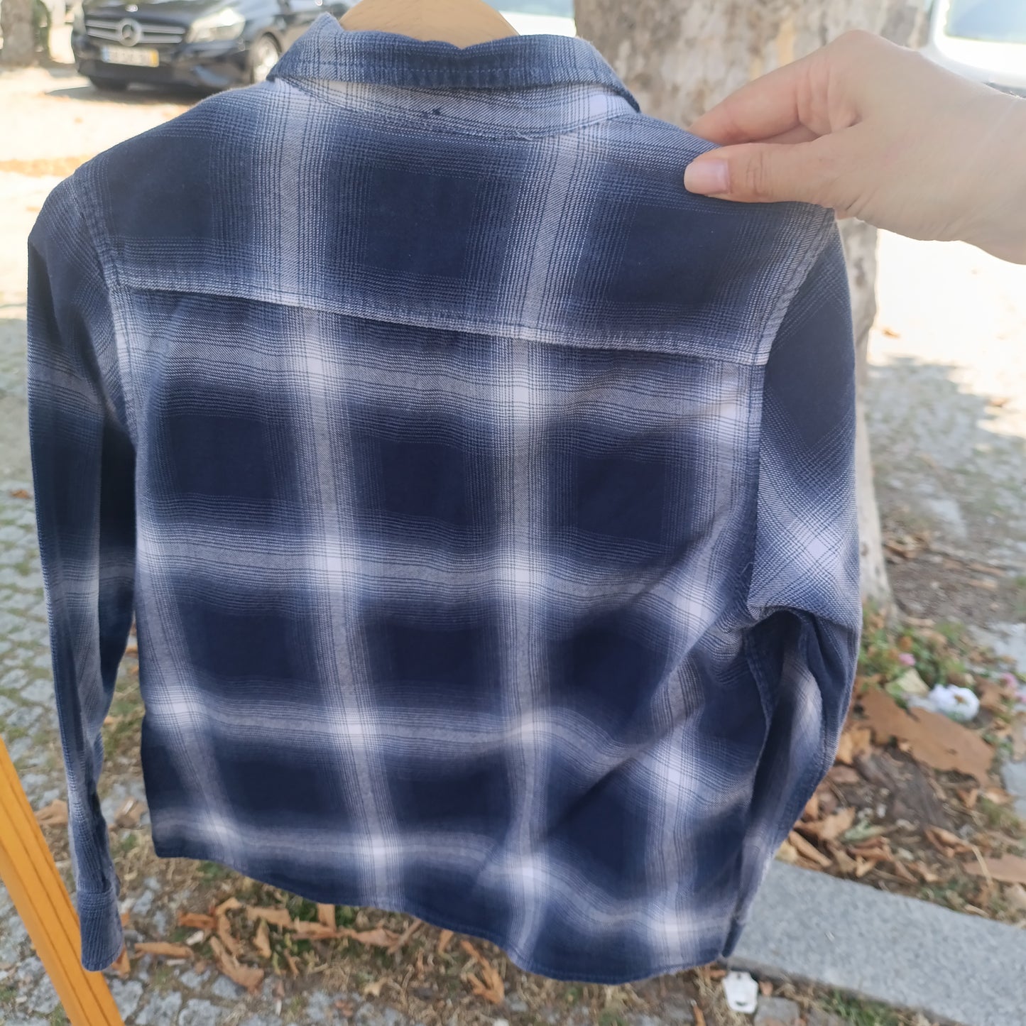 Camisa de Flanela/Flannel Zara Boys aos Quadros Azuis e Brancos 5-6 anos