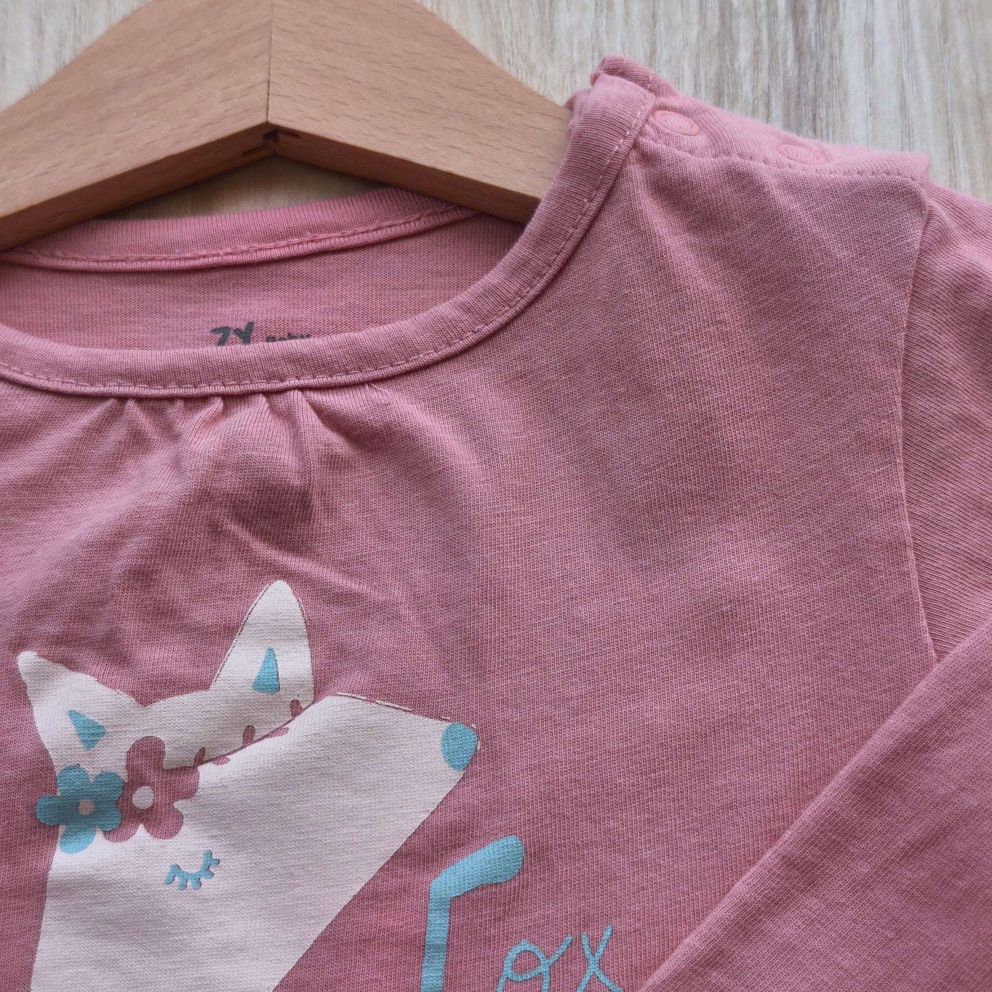Camisola Zippy (ZY Baby) Manga Comprida Rosa com Estampa de Raposa – 9-12 Meses (72-76 cm)
