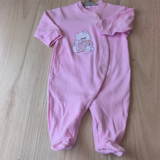 Babygrow Pijama de Algodão para Menina com Ursinho – Rosa