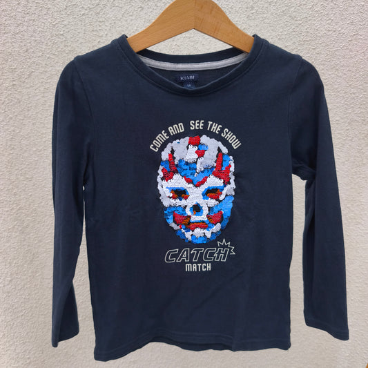 T-shirt de Manga Comprida Kiabi Azul-Escura 5-6 anos