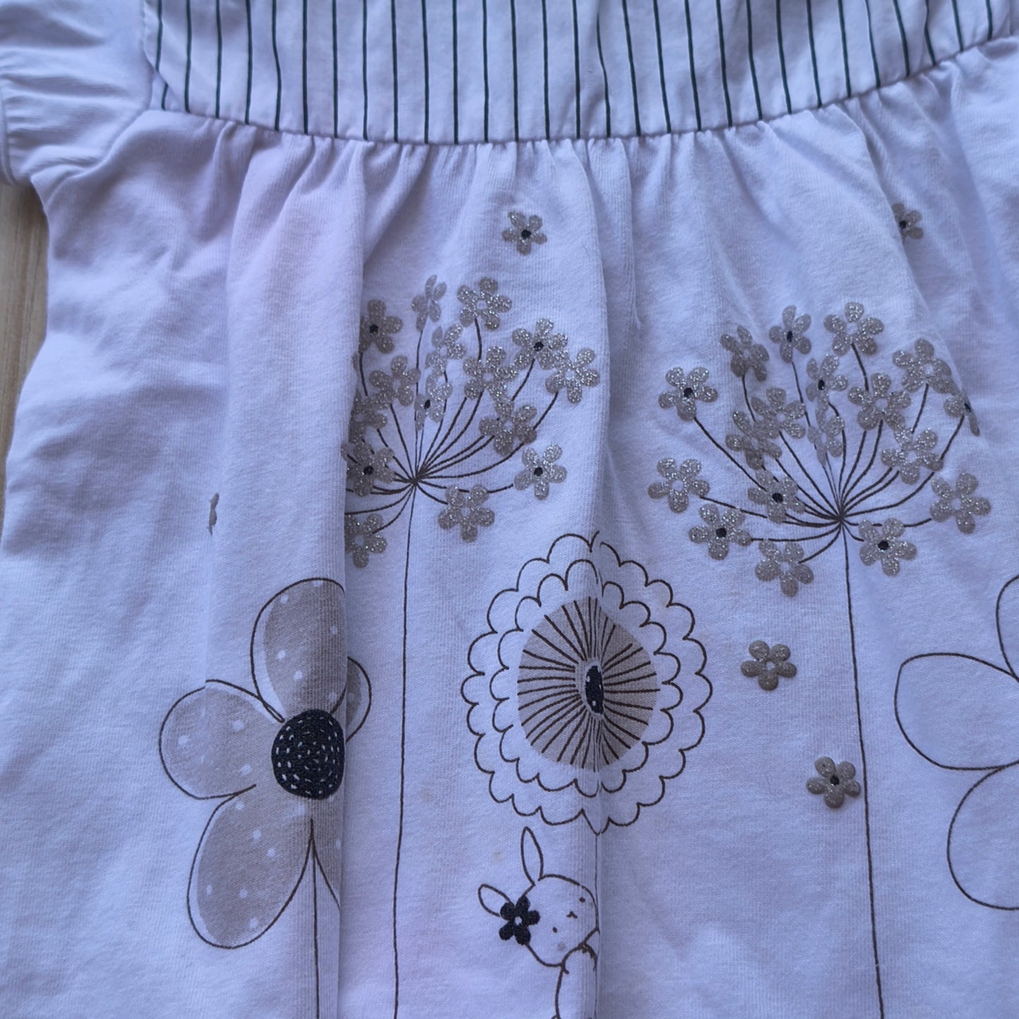 Vestido / Túnica Rosa-Claro com Bordado de Flores – Tamanho [6-12 meses]