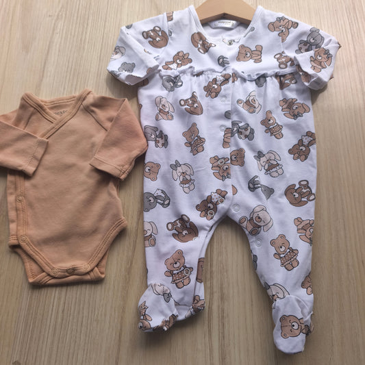 Conjunto de Bebé Mayoral & Inextenso (2 Peças) – Babygrow Ursinhos e Body