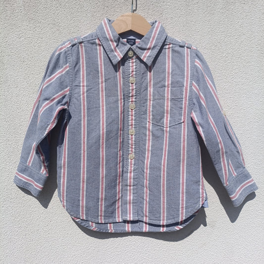 Camisa de Riscas Azul e Vermelha babyGap – 3 Anos