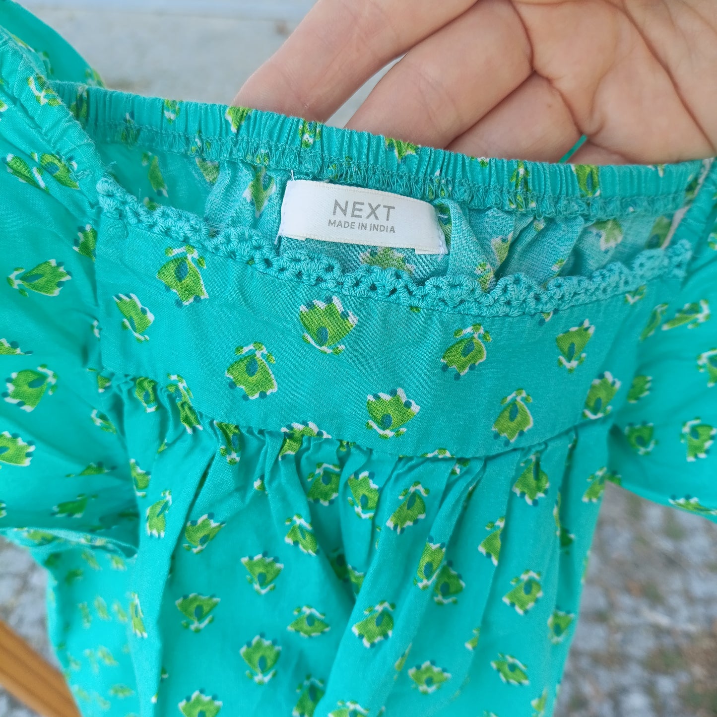 Blusa de Alças com Folhos Next Verde-Turquesa com Padrão Floral