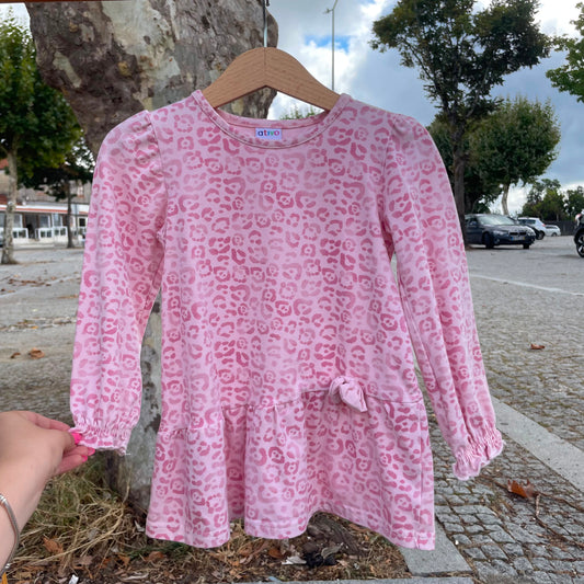 Vestido Rosa Animal Print - Ativo Kids 12-24 meses