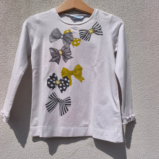 Camisola Branca com Laços Ilustrados – Mayoral-3 anos