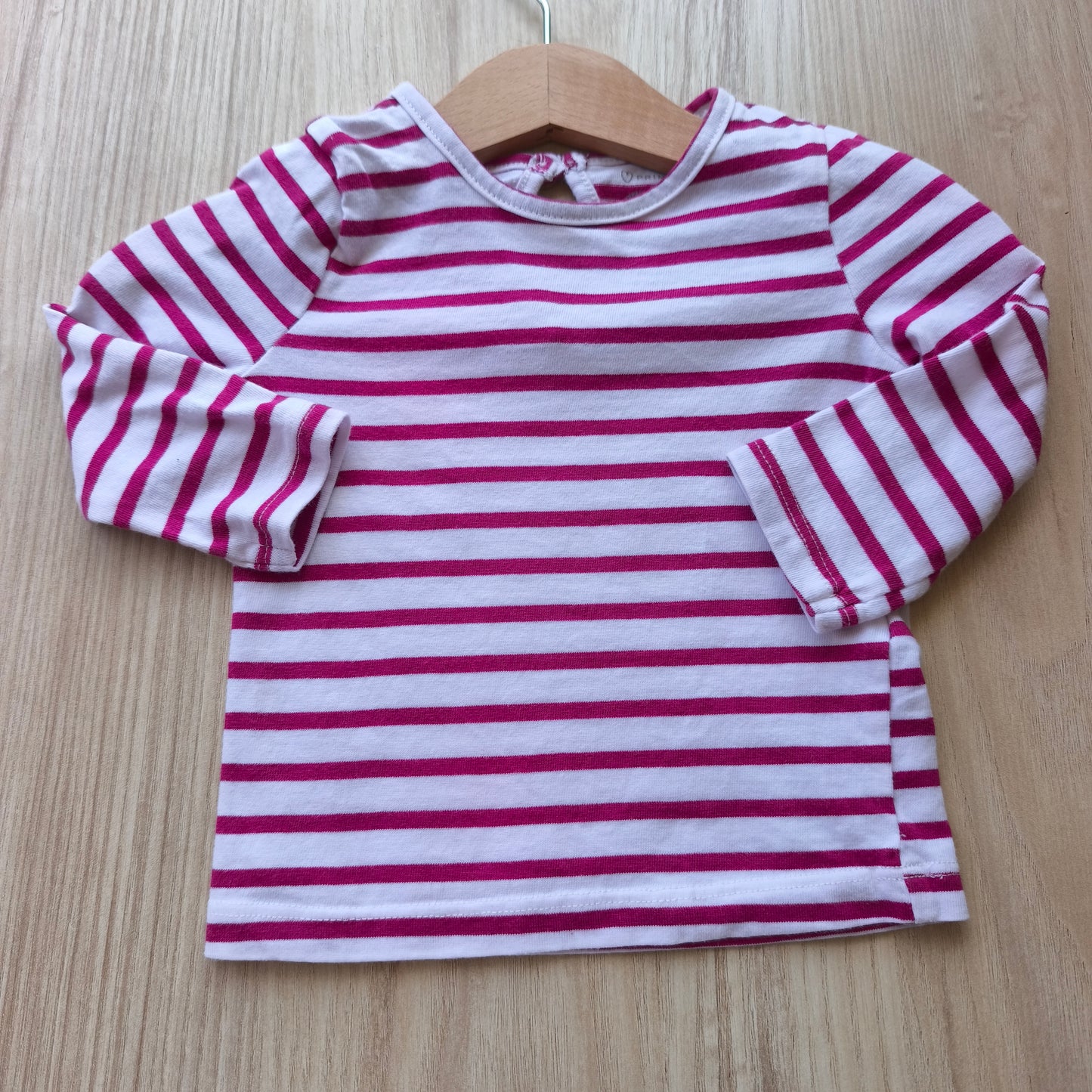 Camisola Primark Manga Comprida Às Riscas Rosa e Branco – 3-6 Meses (68 cm)