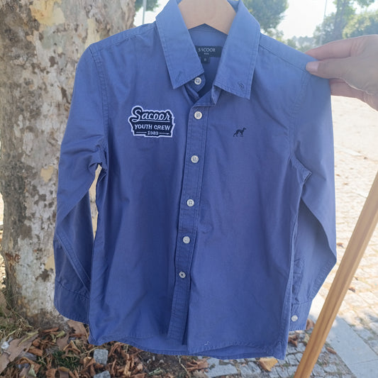 Camisa de Menino Sacoor Kids Azul-Escuro com Bordado 5-6 anos