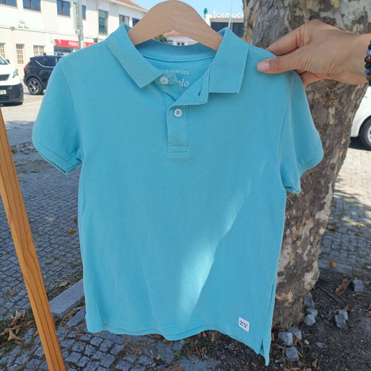 Polo de Manga Curta Zippy Azul-Turquesa / "The Perfect Polo" 6-12 anos