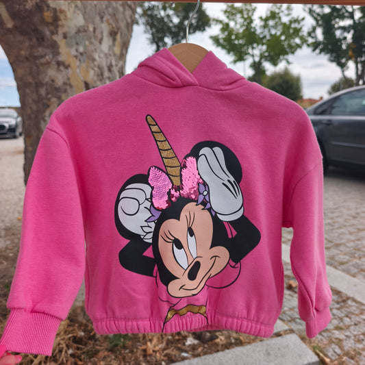 Sweatshirt de Capuz Rosa Minnie Mouse. C&A. 2 anos