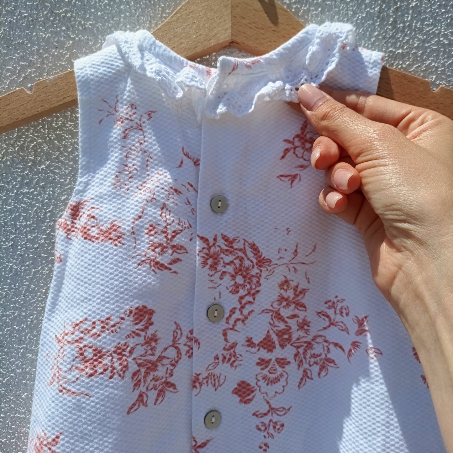 Vestido Zippy (ZY) Floral com Pormenores em Bordado Inglês – 1 a 3 Meses (55-61 cm)