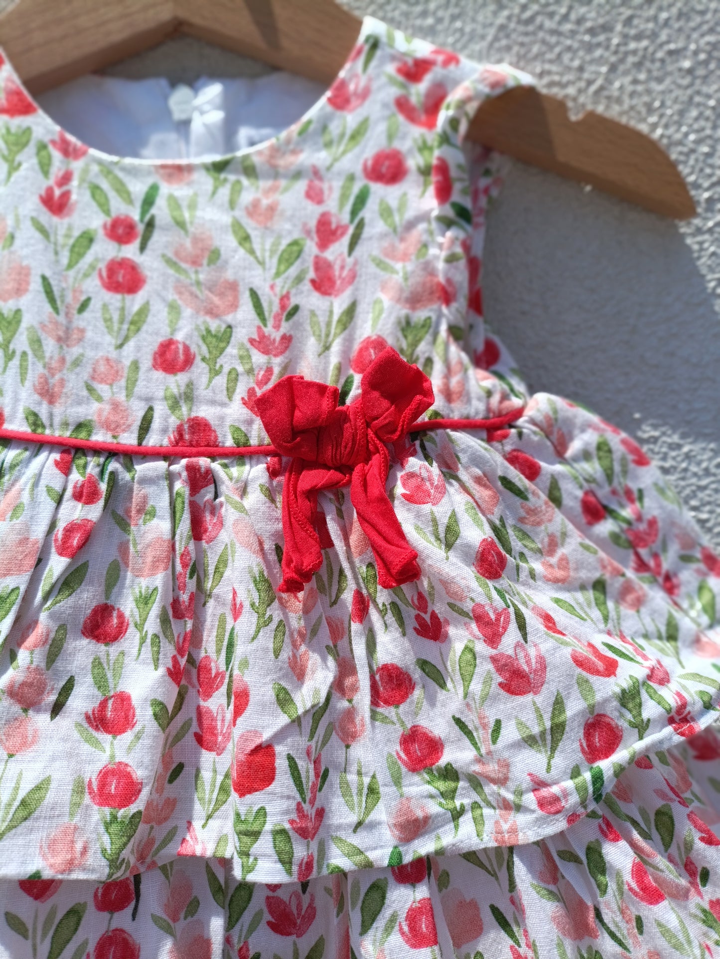 Vestido Floral Mayoral Newborn com Folhos e Laço – 4 a 6 Meses (70 cm)